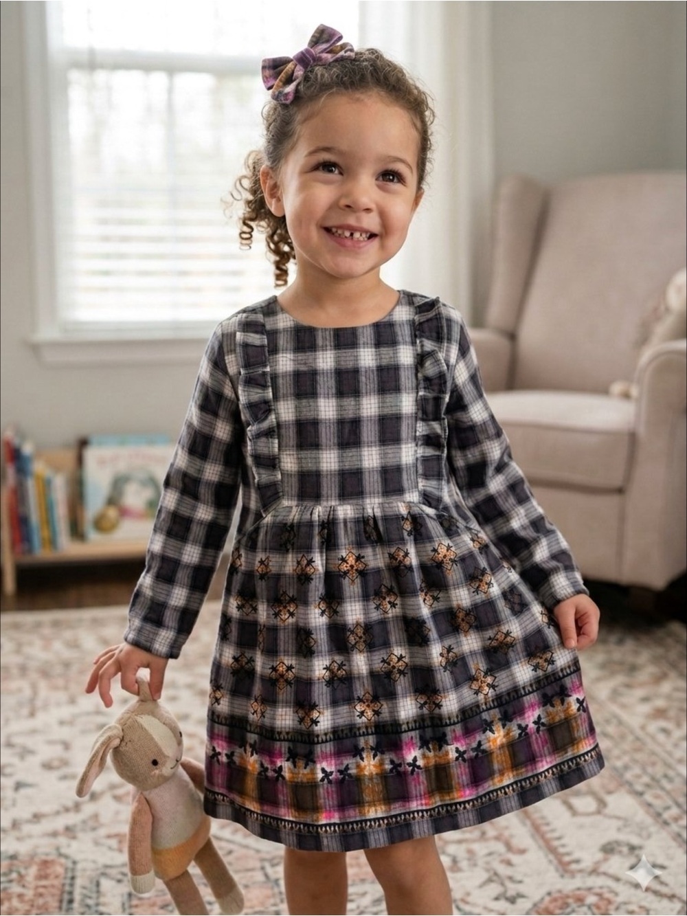 Roller Rabbit Roberta Girl's Rupi Border Cyril Boho Artisan Cotton Dress 4